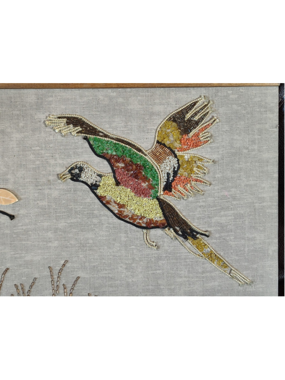 Vintage LRG Gravel Pebble Art Mid Century Modern Bird Pheasants Wall Art Picture - Picture 5 of 10